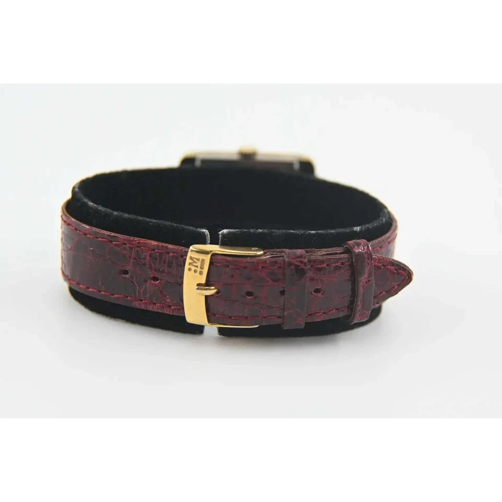 Andre Bouchard 17 Jewels Incabloc Vintage Swiss Watch Gold Tone Square Burgundy